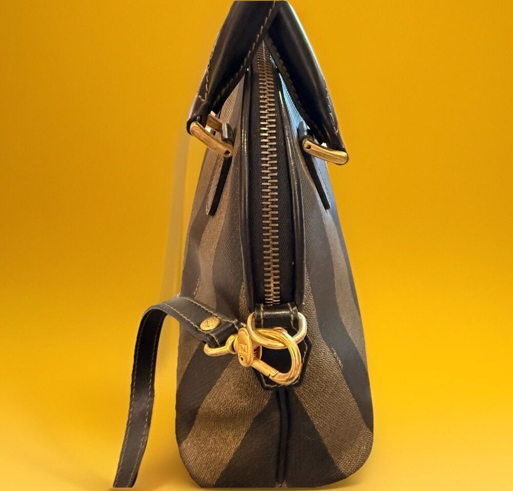 FENDI Vintage Pequin Coated Canvas Dome 2-Way Bag Excellent Used Condition - Picture 5 of 16